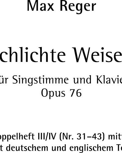 Simple Melodies, op. 76, Nos. 31-43 — Max Reger