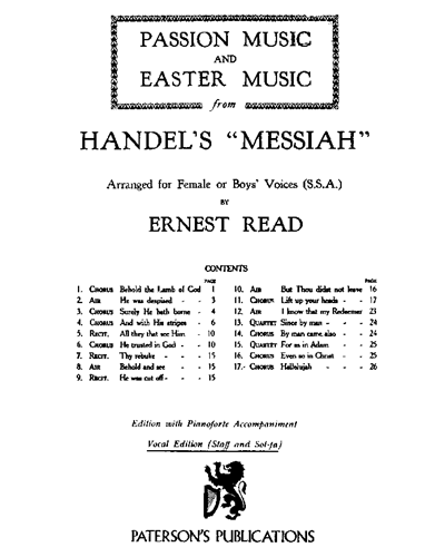 Passion and Easter Music (from 'Messiah') — 亨德尔