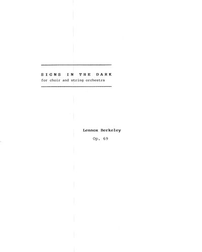 Signs in the Dark — Lennox Berkeley