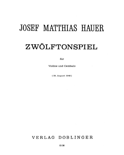 Zwölftonspiel (28.8.1949) — 约瑟夫·马蒂亚斯·豪尔