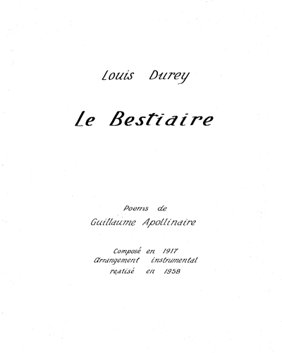 Le Bestiaire — 路易·迪雷