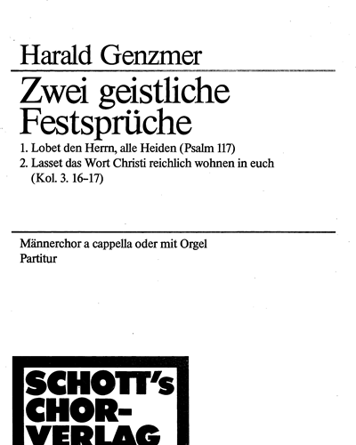 Zwei geistliche Festsprüche — Harald Genzmer
