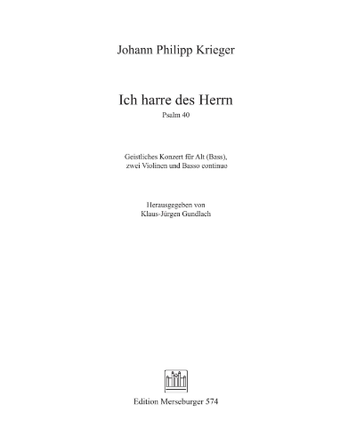 Psalm 40: Ich harre des Herrn — Johann Philipp Krieger