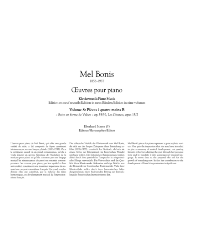 Piano Music, Vol. 8: Pieces for Piano Four Hands — Mel Bonis