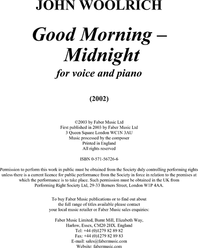 Good Morning - Midnight — John Woolrich