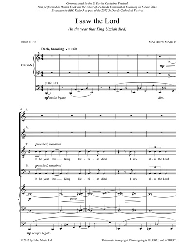 I saw the Lord — Matthew Martin