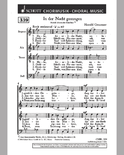 In der Nacht gesungen — Harald Genzmer