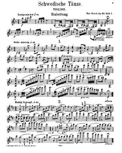 Swedish Dances, op. 63, Vol. 1 — 布鲁赫