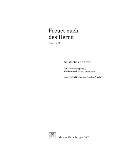Psalm 33: Freuet euch des Herrn — Johann Philipp Krieger