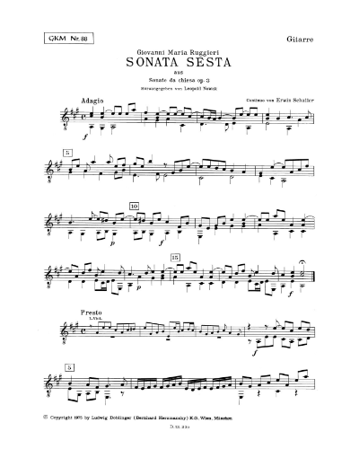 Sonata Sesta in A major, op. 3 — Giovanni Maria Ruggieri