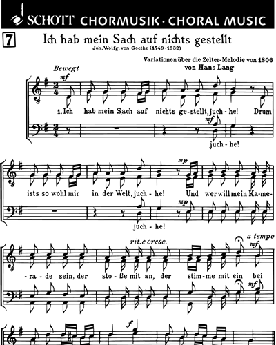 Ich hab mein Sach auf nichts gestellt — Hans Lang