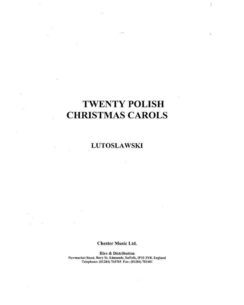 Twenty Polish Christmas Carols — 卢托斯瓦夫斯基