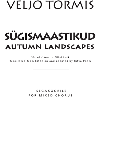 Autumn Landscapes — Veljo Tormis