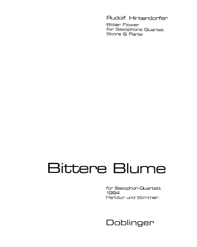 Bittere Blume — Rudolf Hinterdorfer