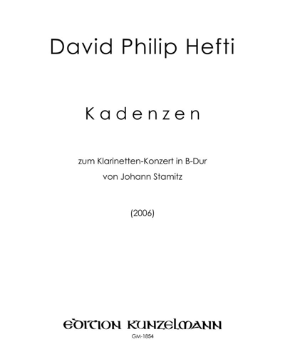 Cadenzas from Clarinet Concerto in B-flat Major by J. Stamitz — David Philip Hefti