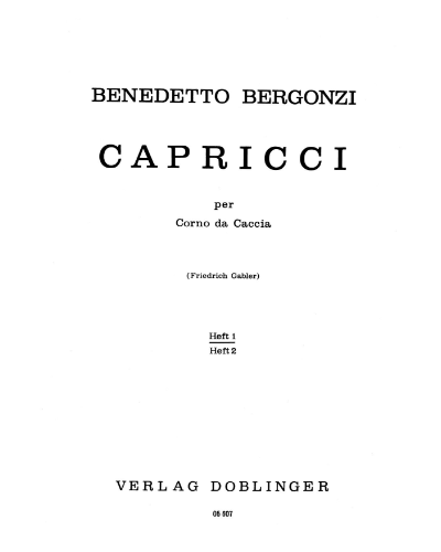 Capricci per il Corno da caccia, Book 1 — Benedetto Bergonzi