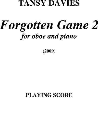 Forgotten Game 2 — Tansy Davies