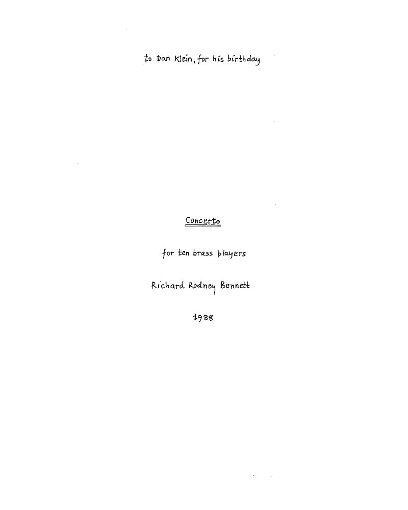 Concerto for Ten Brass Players — Richard Rodney Bennett