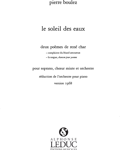 Le Soleil des Eaux — 布列兹