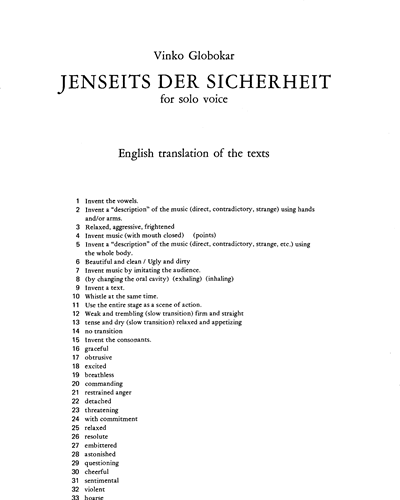 Jenseits der Sicherheit — Vinko Globokar