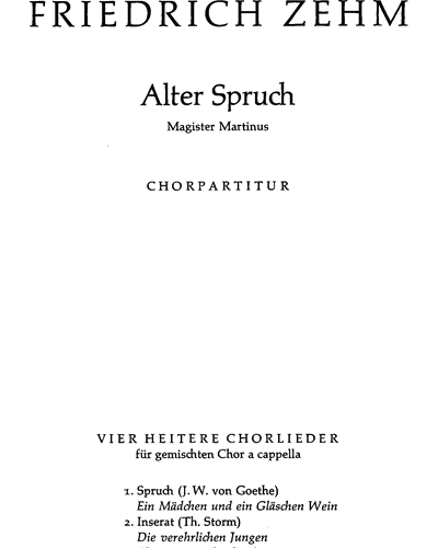 Vier heitere Chorlieder — Friedrich Zehm