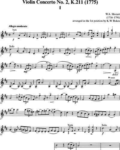 Violin Concerto No. 2 — Wolfgang Amadeus Mozart