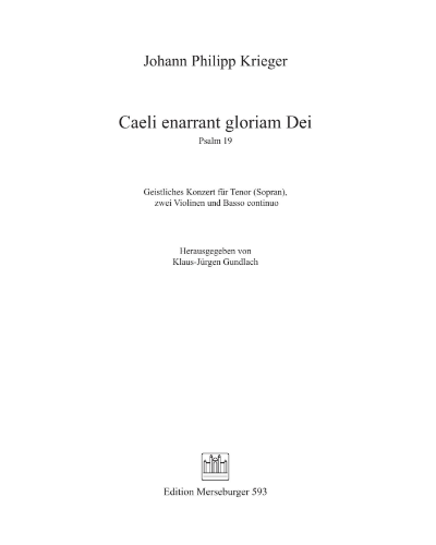 Psalm 19: Caeli enarrant gloriam Dei — Johann Philipp Krieger