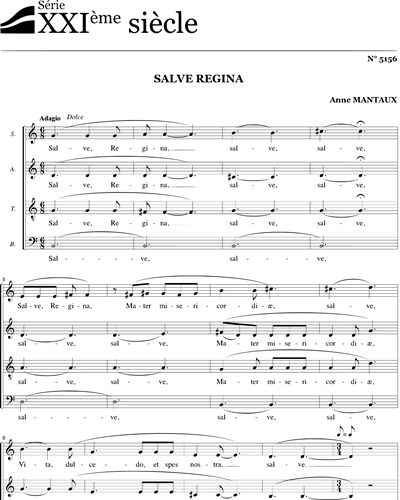 Salve Regina - Mantaux - SATB — Anne Mantaux
