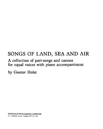 Songs Of Land, Sea And Air — 霍尔斯特