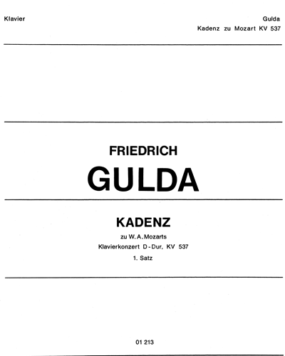 Cadenza For Mozart Piano Concerto in D Major, KV 537 — Friedrich Gulda