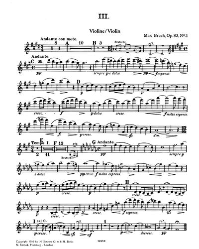 Eight Pieces in C-sharp minor, op. 83/3 — 布鲁赫