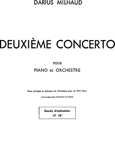 Piano Concerto No. 2, op. 225 — Darius Milhaud