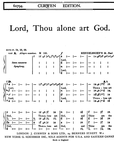Lord, Thou alone art God — Felix Mendelssohn Bartholdy