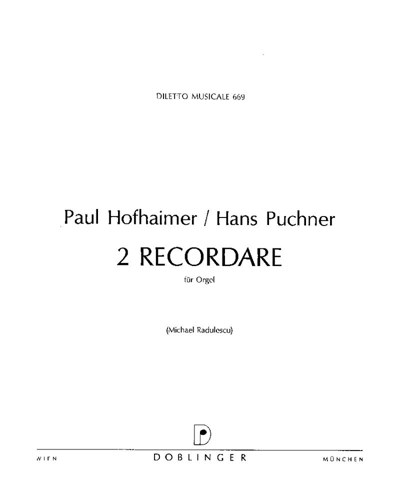 Recordare (No. 2) — Paul Hofhaimer
