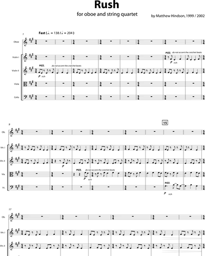 Rush (Transcription for Oboe and String Quartet) — Matthew Hindson