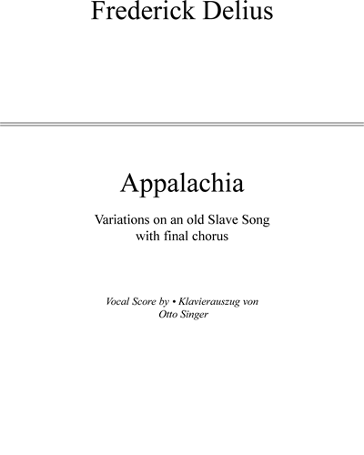Appalachia, op. 45 — Frederick Delius