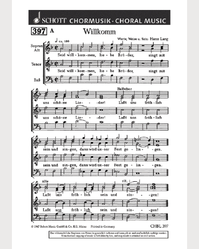 Willkomm / Auf Wiedersehn — Hans Lang