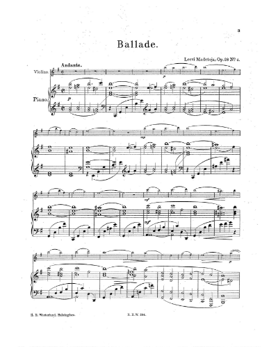 Ballade (No. 4 from 'Romances intimes, op. 38') — 莱维·马代托亚