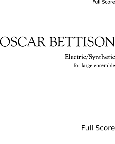 Electric/Synthetic — Oscar Bettison