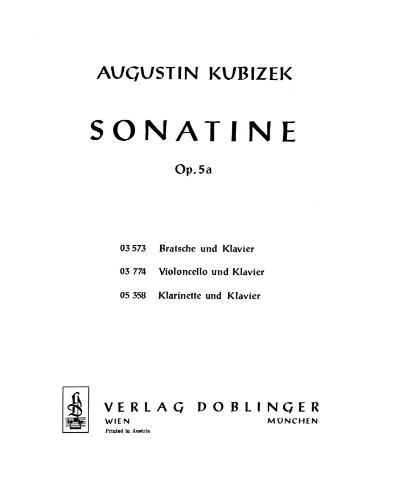 Sonatine, op. 5a — Augustin Kubizek
