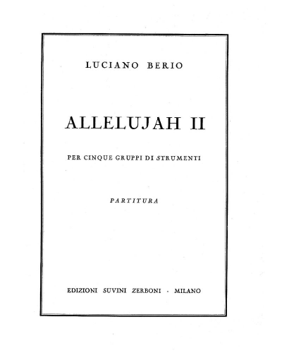 Allelujah II — 贝里奥