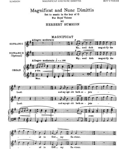 Magnificat And Nunc Dimittis In G — Herbert Sumsion