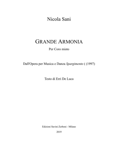 Grande Armonia — Nicola Sani
