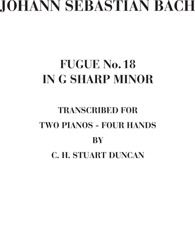 Fugue No. 18 in G-sharp minor, BWV 863 — 巴赫
