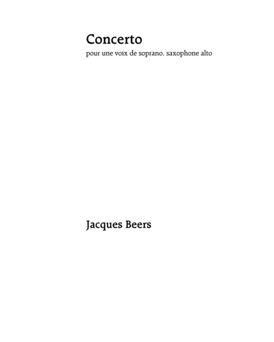 Concerto for Soprano, Alto Saxophone and Piano — Jacques Beers
