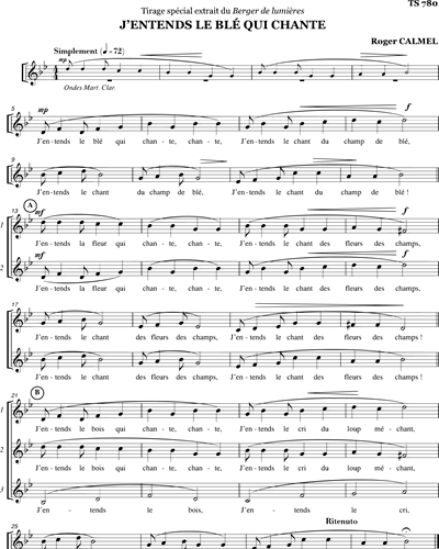 J'entends le blé qui chante - from Le Berger de Lumières — Roger Calmel