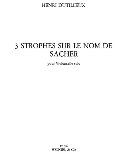 3 strophes sur le nom de Sacher — 迪蒂耶