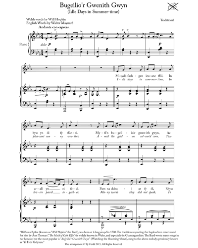 Bugeilio'r Gwenith Gwyn (Idle Days in Summer-time) — 传统