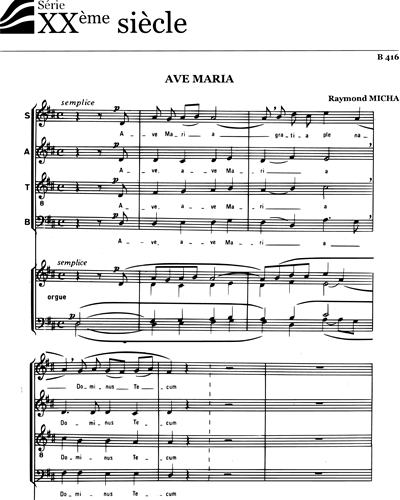 Ave Maria - Micha - SATB organ — Raymond Micha