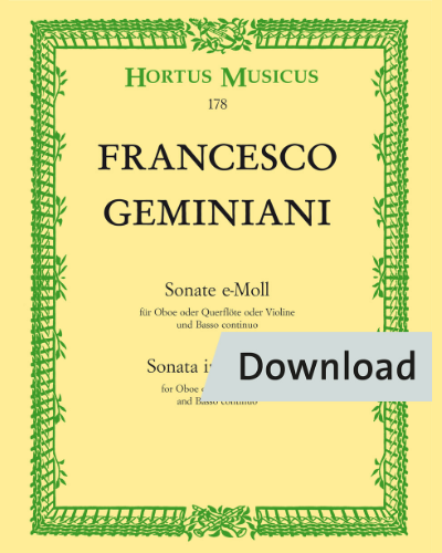 Sonate für Oboe oder Querflöte oder Violine und Basso continuo no. 3 e-Moll — Francesco Geminiani